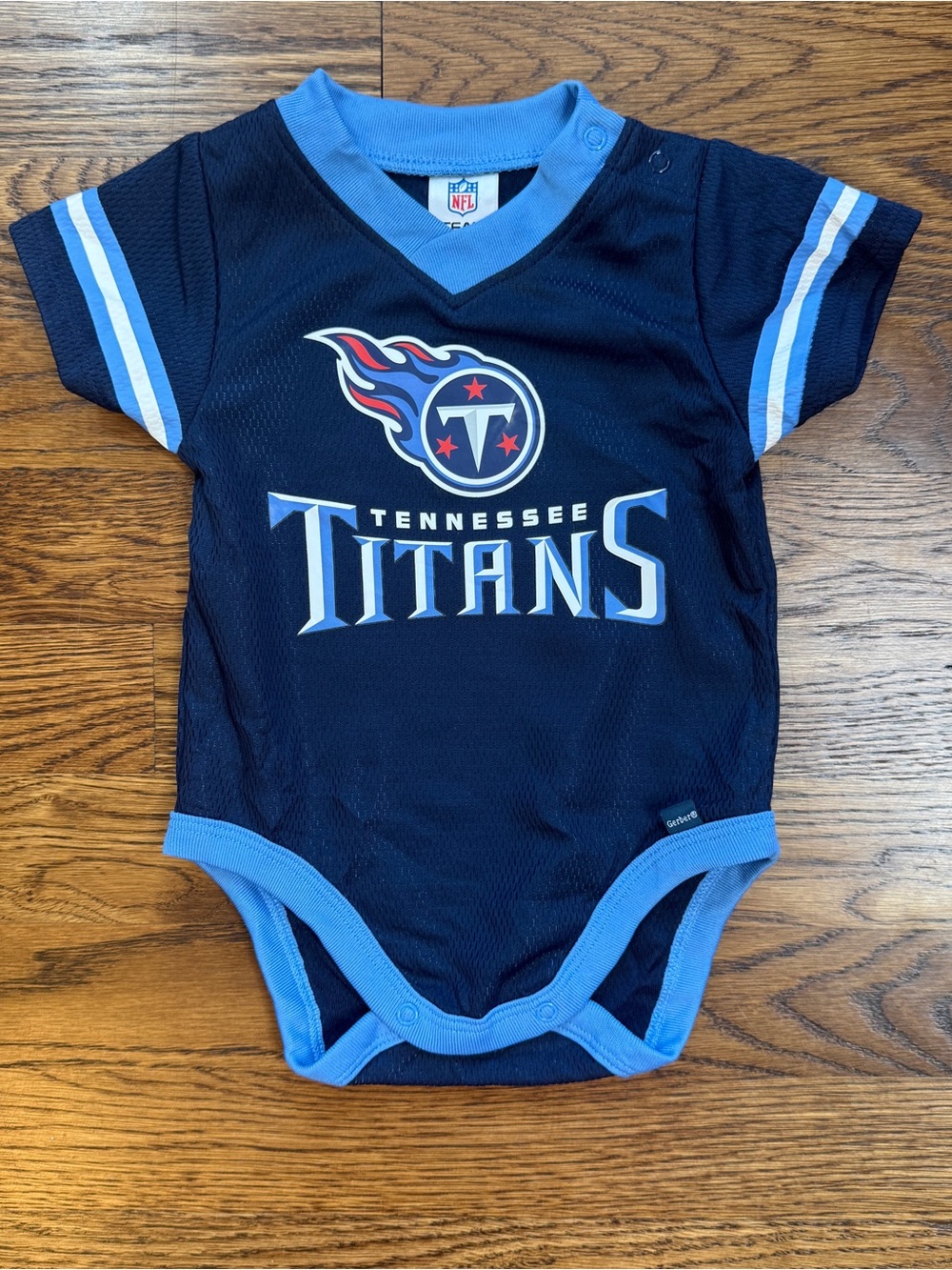 NFL Team Apparel Tennessee Titans Navy Football Infant One Piece Jersey 0-3M